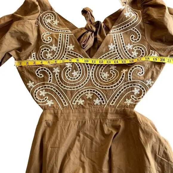 free people never been beige embroidered mini dress MAVIS Floral Embroidered A-Line Dress main image 0